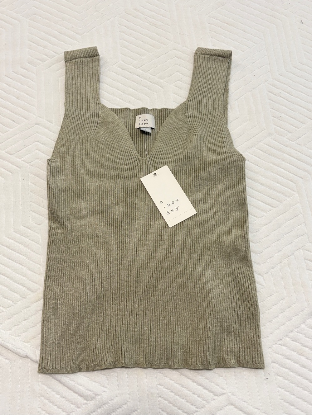 a new day Olive Green Ribbed V-Neck Tank